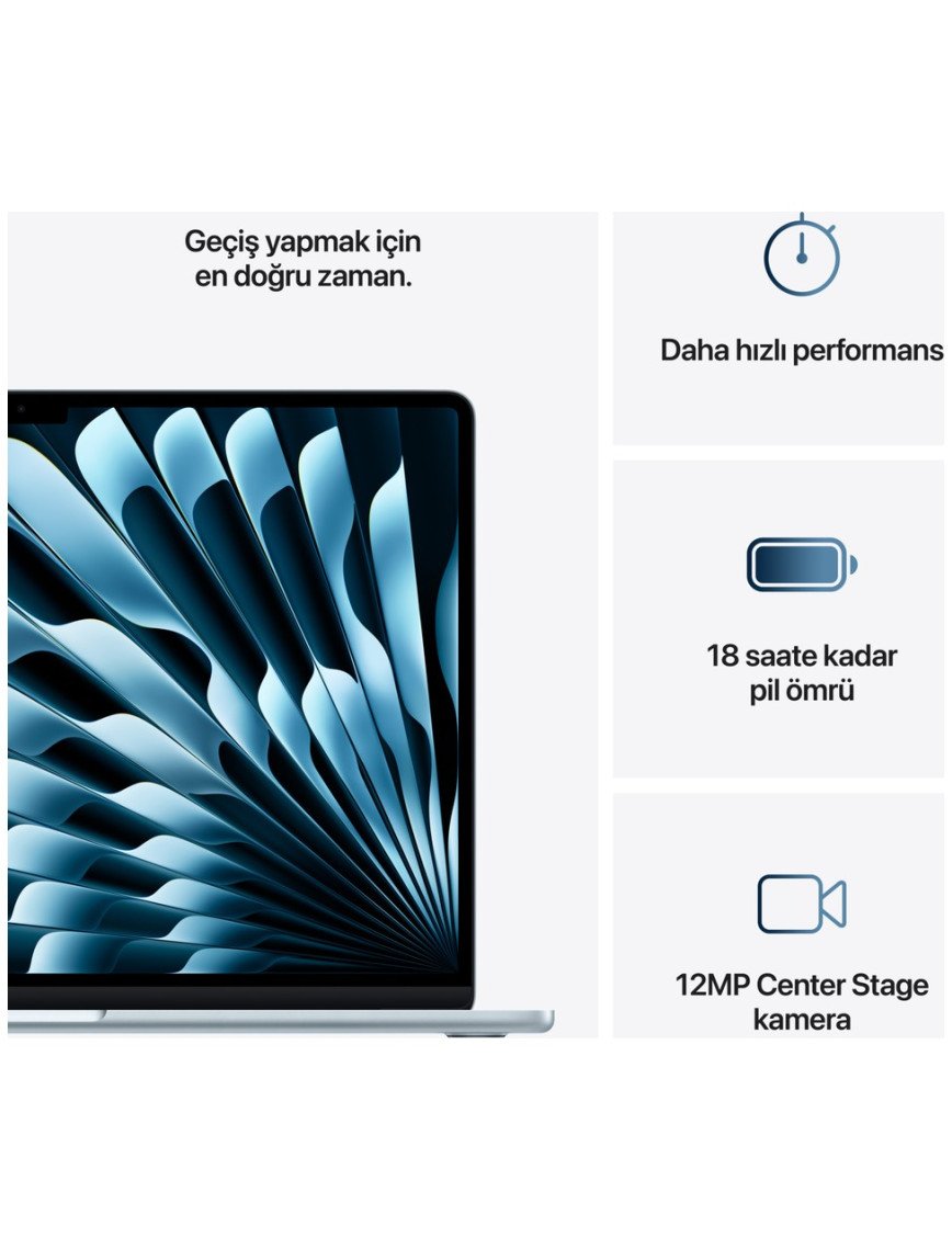 Apple MacBook Air M4 16GB 512GB SSD macOS 15" Taşınabilir Bilgisayar Gök Mavisi MC7C4TU/A